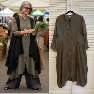 Banana Blue Australia Grey Linen Lagenlook Dress